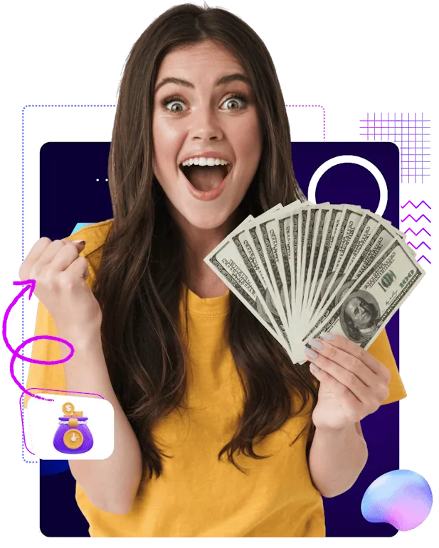 Happy affiliate holding cash